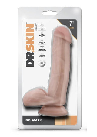 Dr. Skin Silver Collection Mr. Mark Dildo with Balls and Suction Cup 7in - Caramel