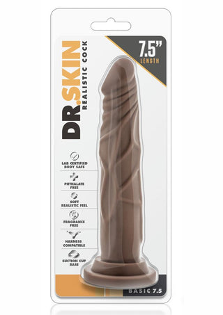 Dr. Skin Silver Collection Realistic Cock Basic 7.5 Dildo 7.5in - Caramel