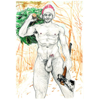GayDudeSketches - Got You A Tree Christmas Card
