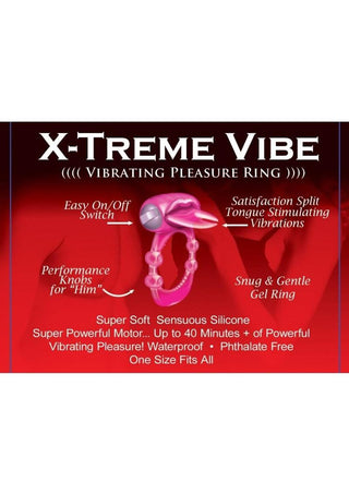 Forked Tongue Vibrating Silicone Cock Ring Waterproof - Purple