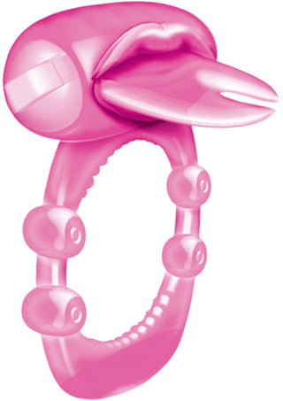 Forked Tongue Vibrating Silicone Cock Ring Waterproof - Purple