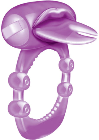 Forked Tongue Vibrating Silicone Cock Ring Waterproof - Magenta