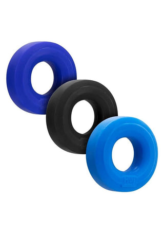 Hunkyjunk HUJ3 Silicone C-Rings (3 Pack) - Blue/Black/Teal