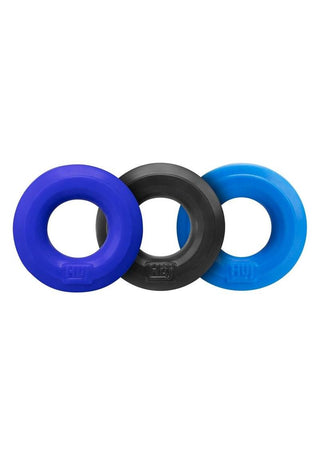 Hunkyjunk HUJ3 Silicone C-Rings (3 Pack) - Blue/Black/Teal