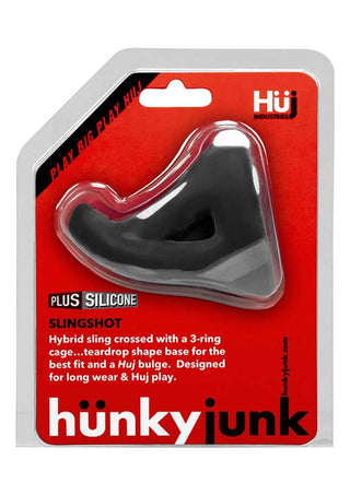 Hunkyjunk Slingshot 3 Ring Teardrop Silicone Cockring - Tar