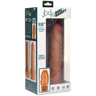 Jock - Dual Density Uncut Silicone Dildo with Balls 9.8in - Caramel - Circus of Books