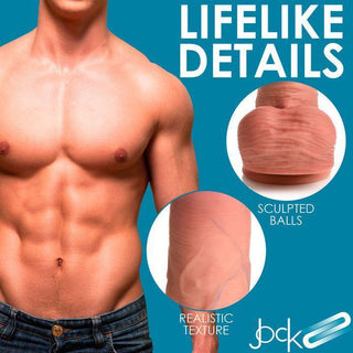 Jock - Dual Density Uncut Silicone Dildo with Balls 9.8in - Caramel - Circus of Books