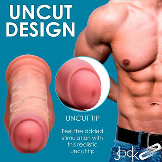 Jock - Dual Density Uncut Silicone Dildo with Balls 9.8in - Caramel - Circus of Books