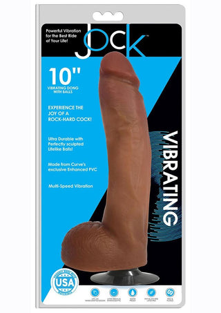 JOCK Vibrating Dildo with Balls 11in - Chocolate
