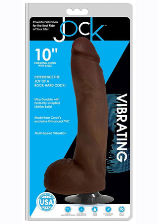 JOCK Vibrating Dildo with Balls 11in - Chocolate