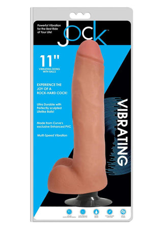 JOCK Vibrating Dildo with Balls 11in - Chocolate