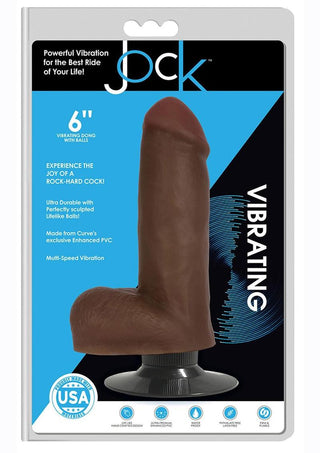 JOCK Vibrating Dildo with Balls 11in - Chocolate