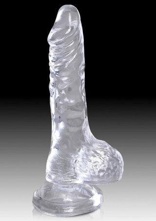 King Cock Clear Dildo with Balls 4in - Clear