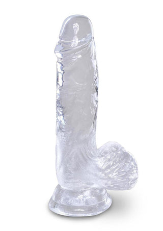 King Cock Clear Dildo with Balls 4in - Clear