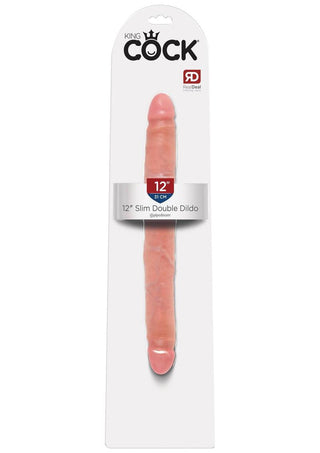 King Cock Slim Double Dildo 12" - Vanilla