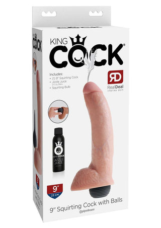 King Cock Squirting Dildo with Balls 9in - Chocolate