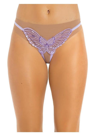 Leg Avenue Butterfly Crotchless with Pearl Sequin Detail - Lavender/Purple - One Size