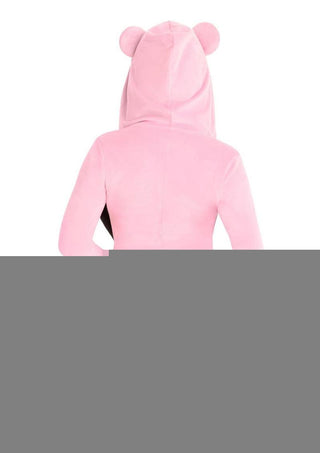 Sweetheart Bear Velvet Zip Up Romper with Heart Accent - Large - Pink