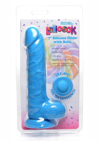 Lollicock - 7" Silicone Dildo with Balls - Berry
