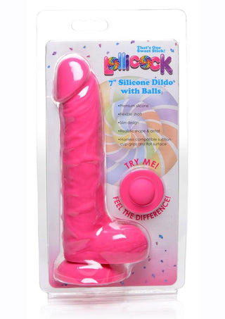 Lollicock - 7" Silicone Dildo with Balls - Berry