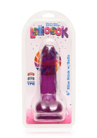Lollicock - 8 Inch Slim Stick with Balls Cherry Ice Dildo