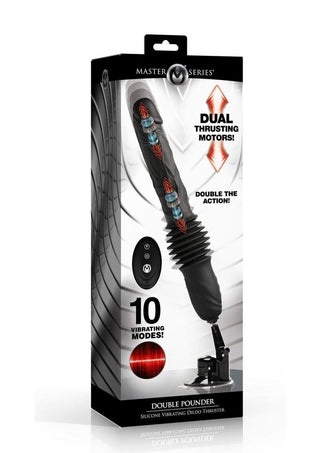 Master Series Double Pounder Silicone Vibrating Dildo Thruster with Remote