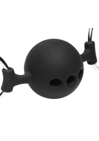 Master Series Hinder Breathable Silicone Ball Gag with Nipple Clamps - Black