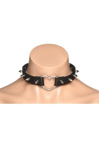 Master Series - Spiked Heart Choker - Black