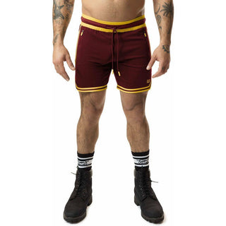 Nasty Pig - Varsity Rugby Short - Burgundy/ Goldenrod - Circus of Books