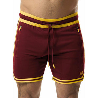 Nasty Pig - Varsity Rugby Short - Burgundy/ Goldenrod - Circus of Books