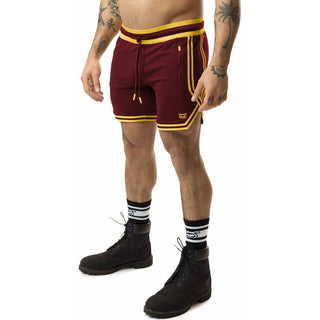 Nasty Pig - Varsity Rugby Short - Burgundy/ Goldenrod - Circus of Books