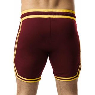 Nasty Pig - Varsity Rugby Short - Burgundy/ Goldenrod - Circus of Books