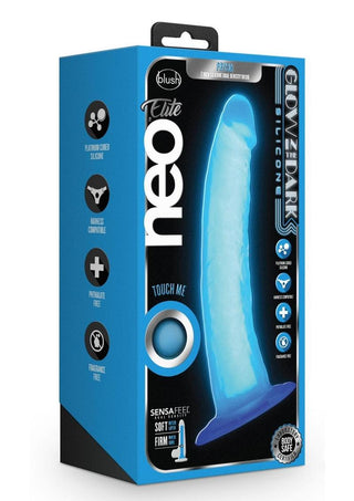 Neo Elite - Glow in the Dark Dildo 7.5" - Blue