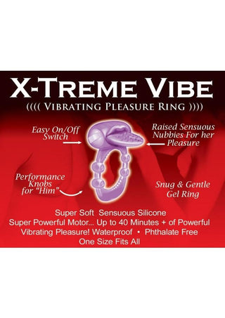 Nubbie Tongue Vibrating Silicone Cock Ring Waterproof Magenta