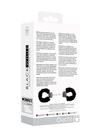 Ouch! Black & White Pleasure Furry Hand Cuffs