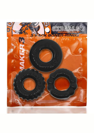 Oxballs Bonemaker Cock Ring Kit (3 pack) - Black