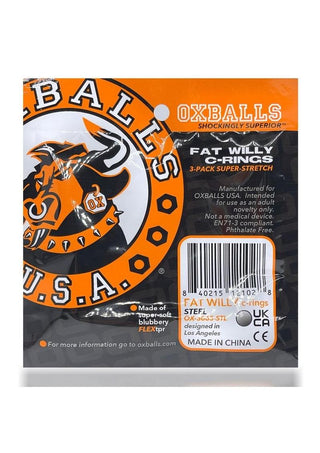 Oxballs Fat Willy Jumbo Cock Ring (3 pack) - Space Blue