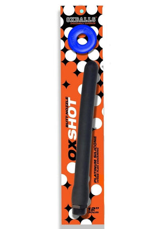 Oxballs - Oxshot Silicone Butt Nozzle Shower Hose and Cock Ring 12in - Black/Blue
