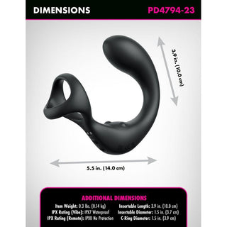 Anal Fantasy Elite Ass-Gasm Taint-Alizer Rechargeable Silicone Prostate Stimulator with Remote Control