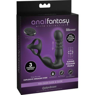 Anal Fantasy Elite Ass-Gasm Side and Glide Rechargeable Silicone Prostate Stimulator - Black