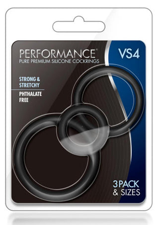 Performance VS4 Pure Premium Silicone Cock Ring Set (3 Sizes) - Indigo
