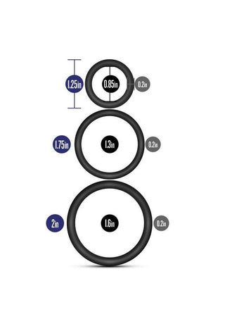 Performance VS4 Pure Premium Silicone Cock Ring Set (3 Sizes) - Indigo