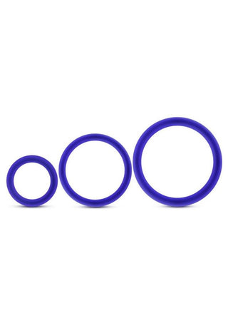 Performance VS4 Pure Premium Silicone Cock Ring Set (3 Sizes) - Indigo