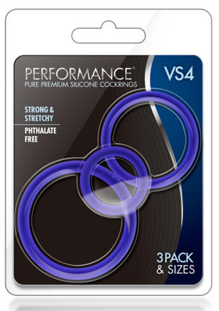 Performance VS4 Pure Premium Silicone Cock Ring Set (3 Sizes) - Black