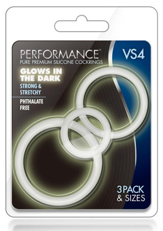 Performance VS4 Pure Premium Silicone Cock Ring Set (3 Sizes) - Black