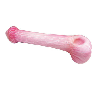 Pipe - 5" Pink Marble Glass Penis Pipe - Circus of Books