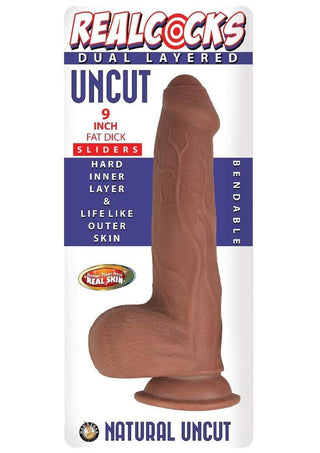 Realcocks Dual Layered Uncut Slider Fat Dick Dildo 9in - Vanilla