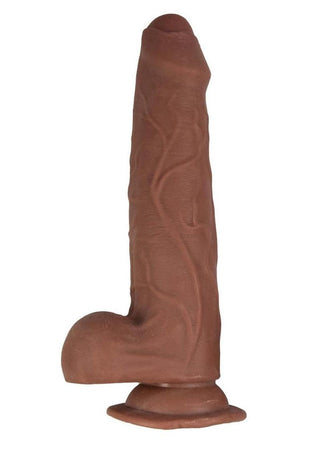 Realcocks Dual Layered Uncut Slider Thin Tip Dildo 8.5in - Caramel