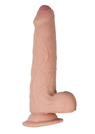 Realcocks Dual Layered Uncut Slider Thin Tip Dildo 8.5in - Caramel