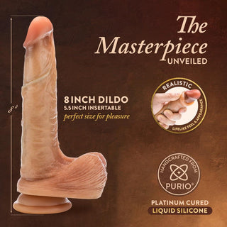 Renaissance - DaVinci - 8 Inch Sliding Foreskin Dildo with Squeezable Balls - Tan - Circus of Books